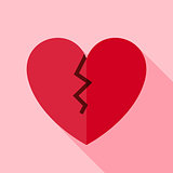 Vector Flat Design Broken Heart Icon