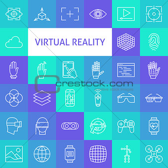 Vector Line Art Virtual Reality Icons Set