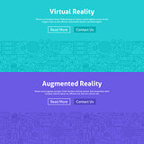 Virtual Reality Line Art Web Banners Set