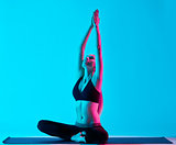 woman yoga exercices Padmasana Lotus position