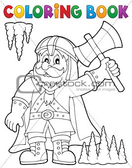 Coloring book dwarf warrior theme 1