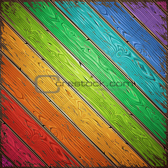 Rainbow Old Wooden Painted Wall