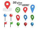 Navigation pins 3d isometric collection