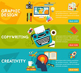 Flat concept banners. Graphic Design, Copywriting, Creativity