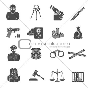 Crime and Punishment Icons Set
