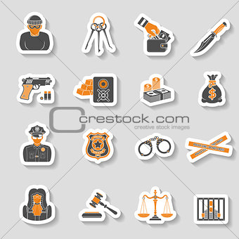 Crime and Punishment Icons Sticker Set