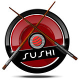 Sushi - Icon with Wooden Chopsticks