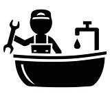plumber on bathroom icon