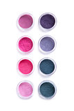 Set of bright mineral eye shadows, top view 