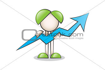 Up Arrow and Cartoon Characters. Financial Value of Business Graphics