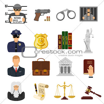 Crime and Punishment Flat Icons