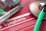 Lymphoma. Medical Concept on Red Background.