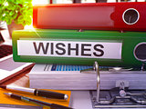 Wishes on Green Ring Binder. Blurred, Toned Image.