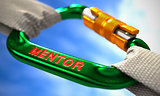 Green Carabiner with Text Mentor.