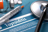 Thyroiditis. Medical Concept on Blue Background.