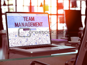 Team Management Concept on Laptop Screen.