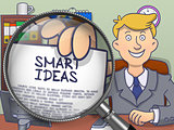 Smart Ideas through Magnifying Glass. Doodle Design.