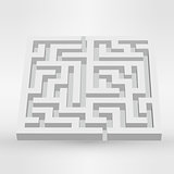 Maze labyrinth puzzle white on grey background. 3D Vector.