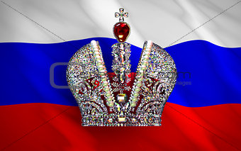 Big Imperial Crown Over Russian Flag