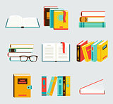 A set of books flat style
