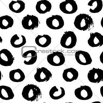 Seamless freehand drawn background uneven texture with circles