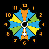 Colored clocks with arrows