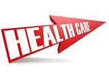 Red arrow with health care word 