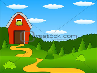 farm on the forest background