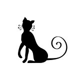Black silhouette of cat. Vector illustration