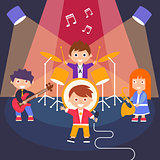 Kids Rock Band, Vector Illustration