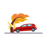 Car and Transportation Issue with a Tree. Vector Illustration