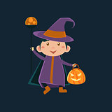 Girl In Witch Violet Haloween Disguise
