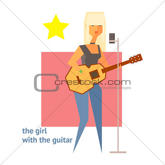 Girl With The Guitar Abstract Figure