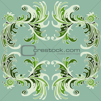 Beautiful green flower petals on a green background vector illustration