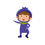 Kid In Blueberry Costume. Vector Illustration
