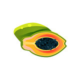Papaya Flat Vector Sticker