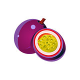 Passion Fruit Flat Vector Sticker