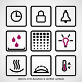 Electric oven function & control symbols