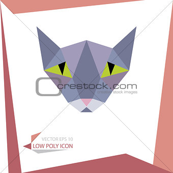 low poly animal icon. vector cat