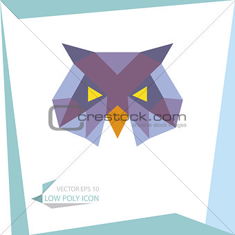 low poly animal icon. vector owl