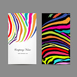 Business card, colorful zebra print design