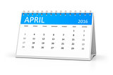 blue table calendar 2016 april