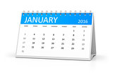 blue table calendar 2016 january