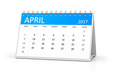 blue table calendar 2017 april
