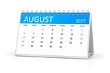 blue table calendar 2017 august