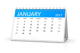 blue table calendar 2017 january