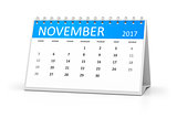 blue table calendar 2017 november