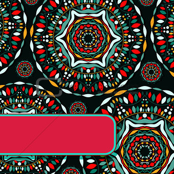 Abstract Indian Dark Card eith Colorful Deco