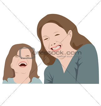 Laughing mother and daughter