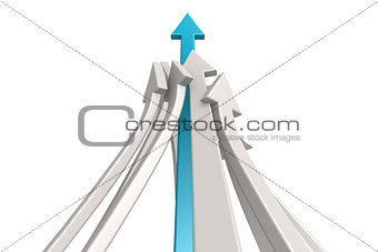 Leading blue arrow